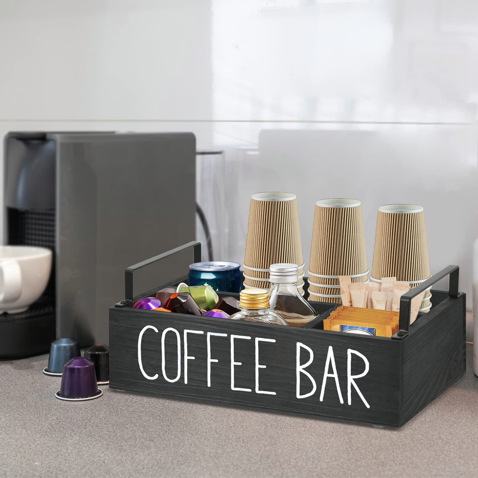 Coffee Station Organizer, Countertop Coffee Bar Accessories and Storage,  Coffee Pod Holder Storage Bin Box Organizer, Coffee Station K Cup Holder  for