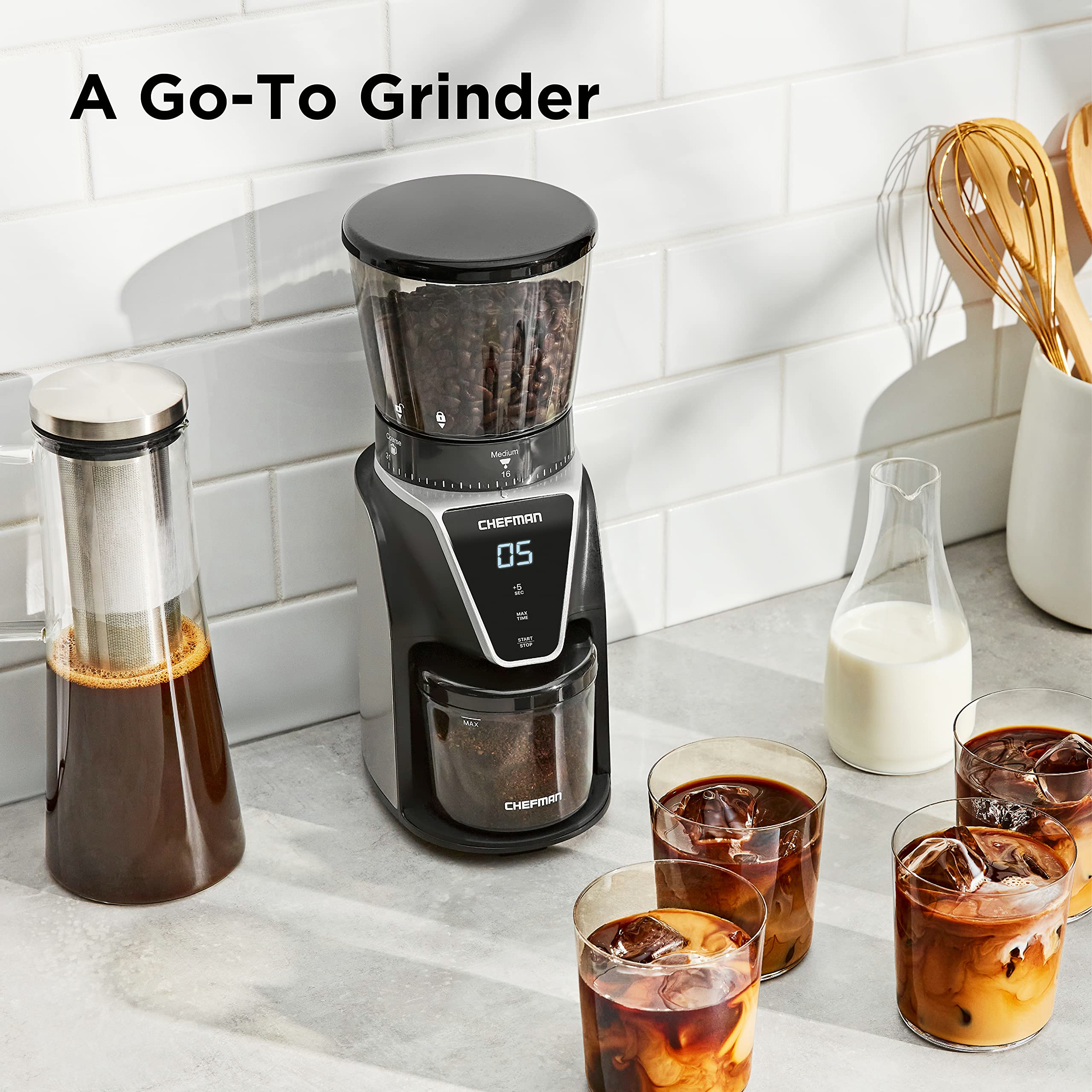 Conical Burr Coffee Grinder, Create The Boldest & Most Flavorful Grind With 31 Settings From Coarse To Extra Fine, One-Touch Digital Control & 9.7-oz Bean Capacity
