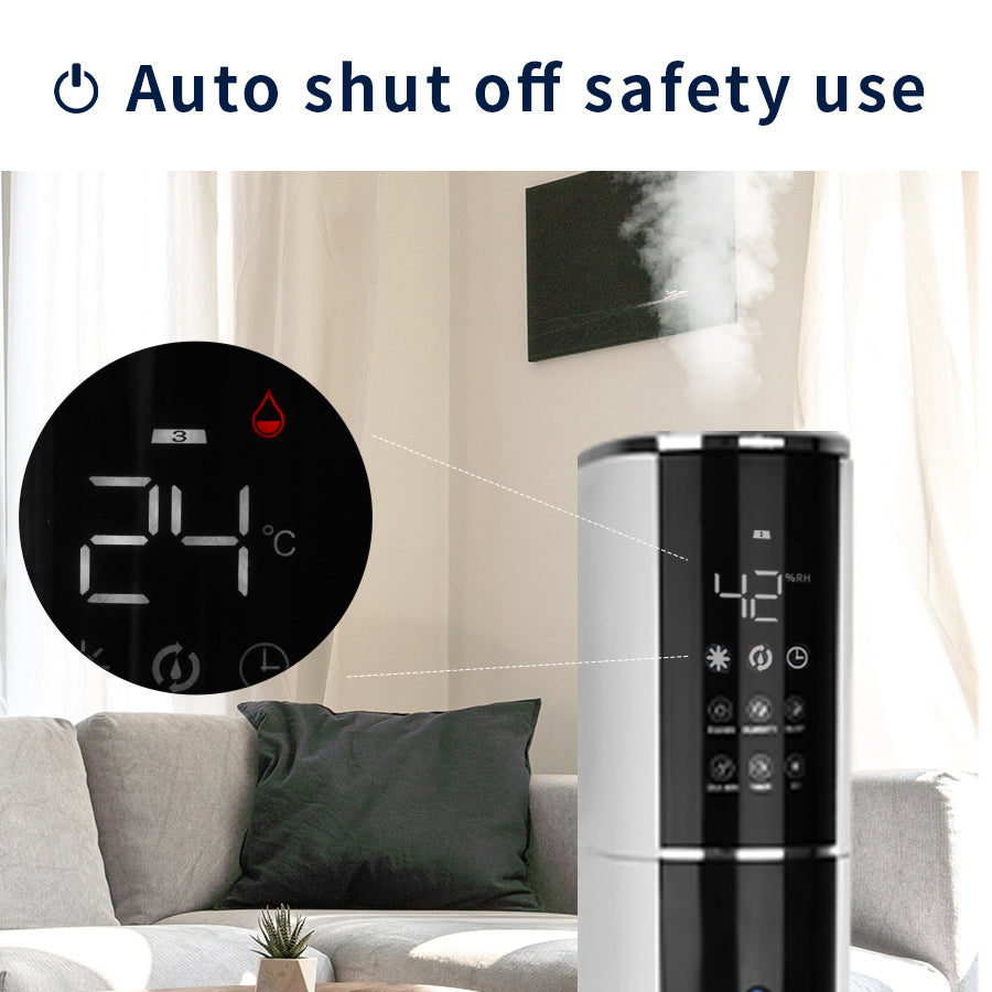 KELOPA Freestanding Humidifier with Top Fill 9L/2.4Gal Water Tank, Cool Mist Ultrasonic Air Humidifiers with Essential Oil, Adjustable 360° Nozzle, Whisper Quiet Operation, Sleep Mode, Auto Shut Off, for Home, Bedroom, Baby room, Office, Plants(Black&White)