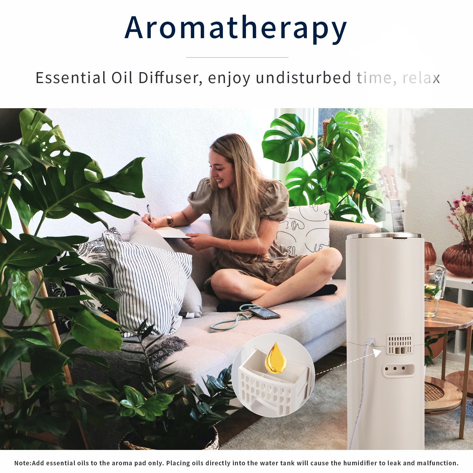 KELOPA Freestanding Humidifier with Top Fill 9L/2.4Gal Water Tank, Cool Mist Ultrasonic Air Humidifiers with Essential Oil, Adjustable 360° Nozzle, Whisper Quiet Operation, Sleep Mode, Auto Shut Off, for Home, Bedroom, Baby room, Office, Plants(Black&White)