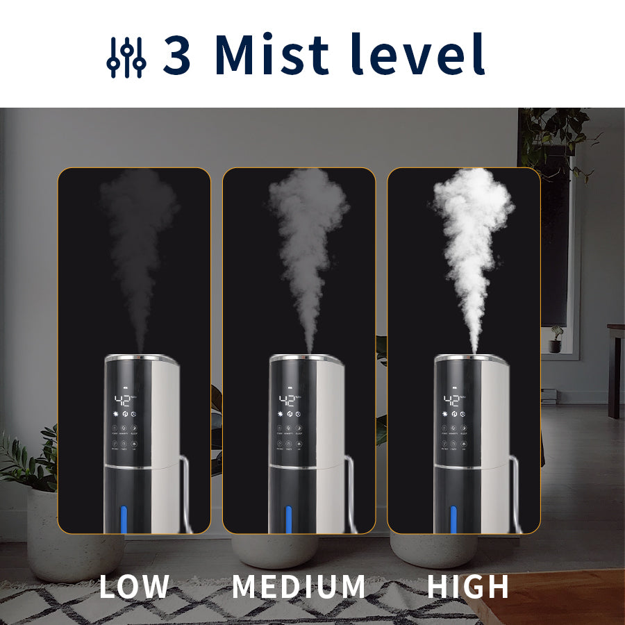 KELOPA Freestanding Humidifier with Top Fill 9L/2.4Gal Water Tank, Cool Mist Ultrasonic Air Humidifiers with Essential Oil, Adjustable 360° Nozzle, Whisper Quiet Operation, Sleep Mode, Auto Shut Off, for Home, Bedroom, Baby room, Office, Plants(Black&White)