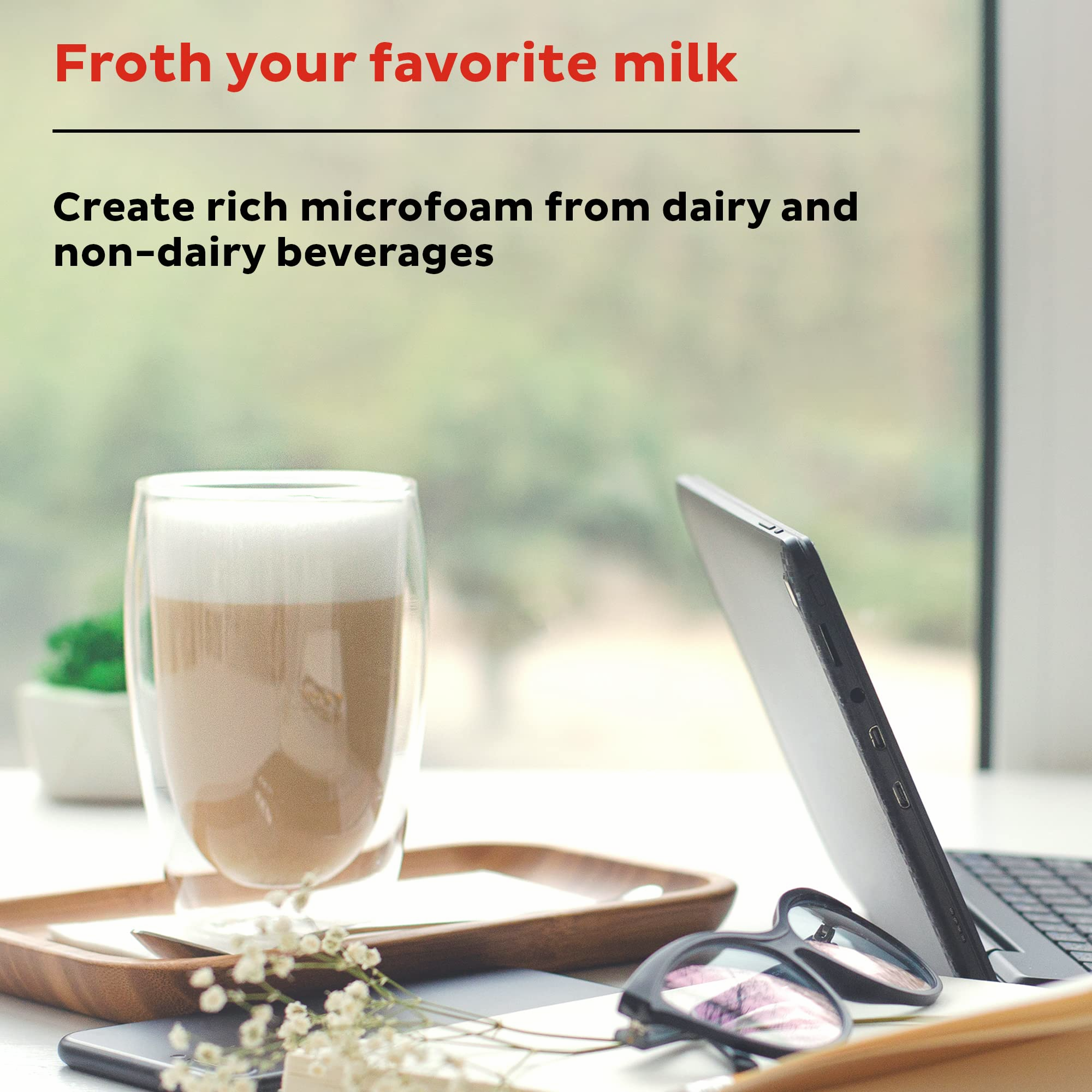 Milk Frother, 4-in-1 Electric Milk Steamer, 10oz/295ml Automatic Hot and Cold Foam Maker and Milk Warmer for Latte, Cappuccinos, Macchiato, 500W