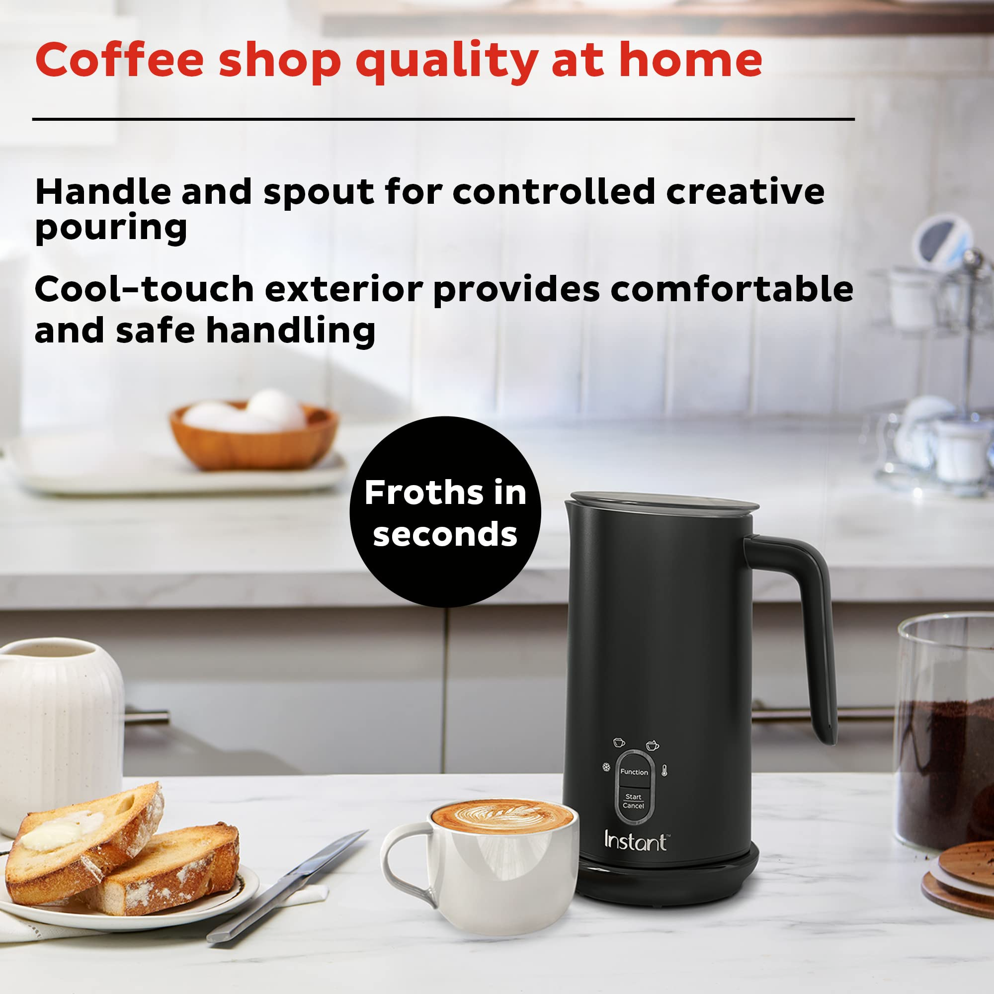 Milk Frother, 4-in-1 Electric Milk Steamer, 10oz/295ml Automatic Hot and Cold Foam Maker and Milk Warmer for Latte, Cappuccinos, Macchiato, 500W