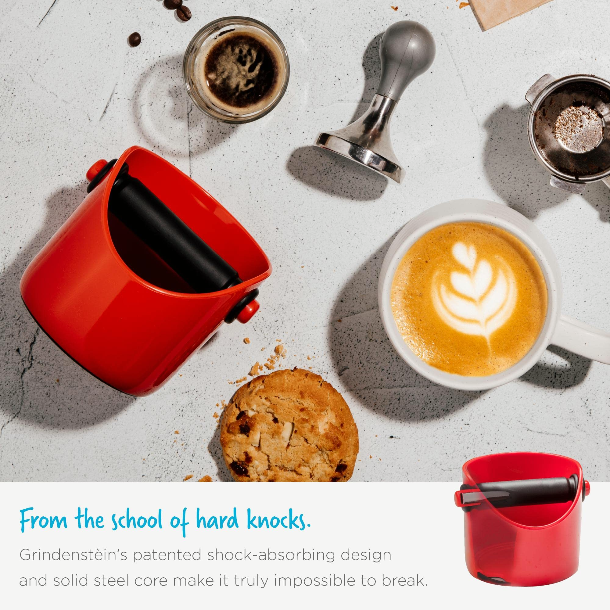 Modern Espresso Knock Box | Sturdy & Compact Coffee Knock Box | Space-Saving Coffee Ground Bin with Durable Knock Bar | Easy-To-Clean Espresso Knock Boxes | Black (Big)