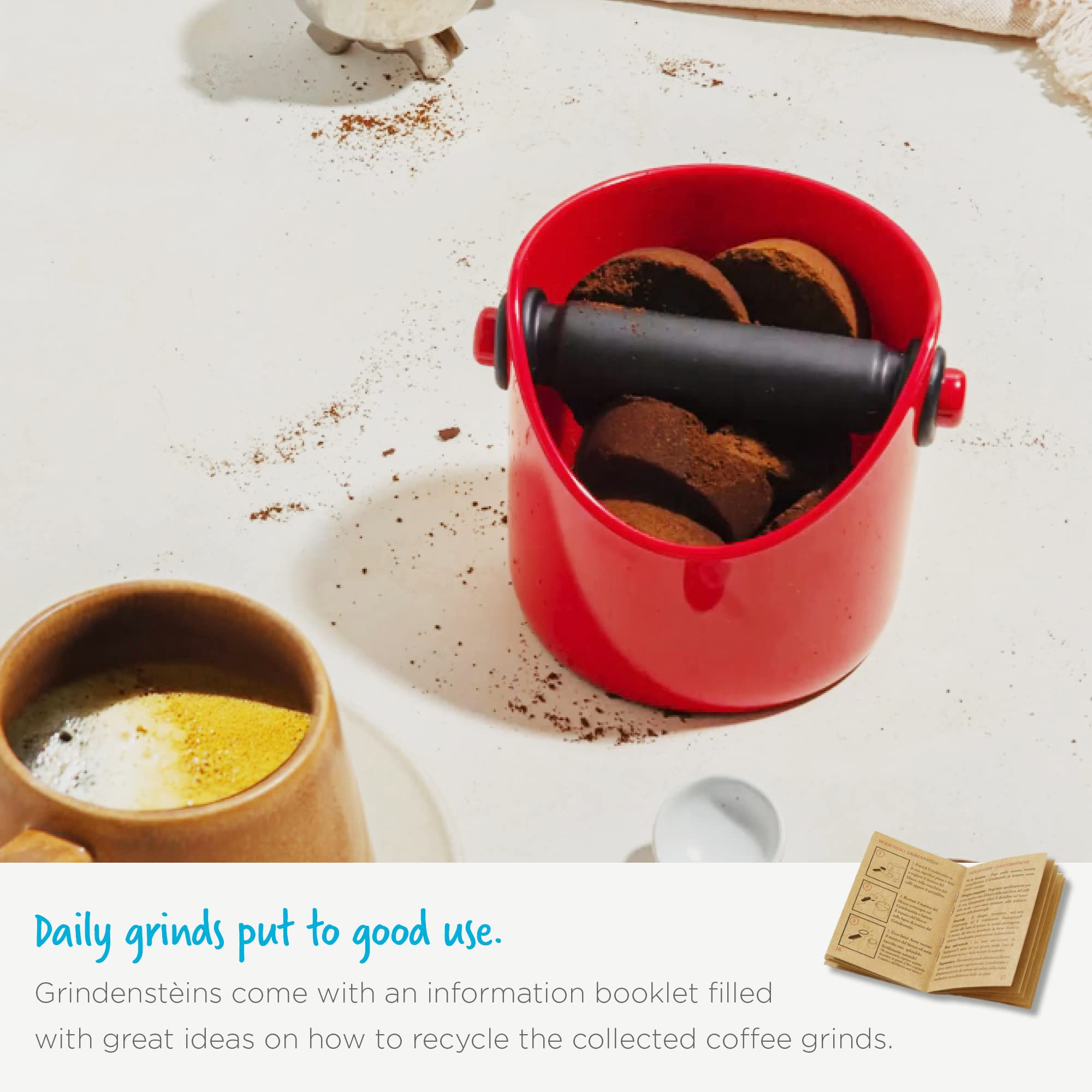 Modern Espresso Knock Box | Sturdy & Compact Coffee Knock Box | Space-Saving Coffee Ground Bin with Durable Knock Bar | Easy-To-Clean Espresso Knock Boxes | Black (Big)