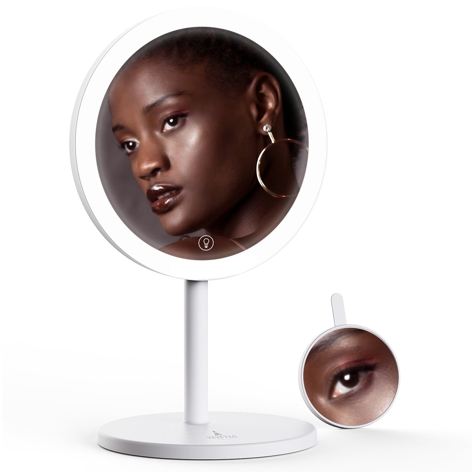 Rechargeable lighted makeup mirror top
